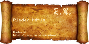 Rieder Mária névjegykártya